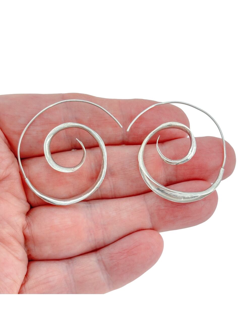 Vintage Sterling Silver 925 Spiral Hoop Earrings